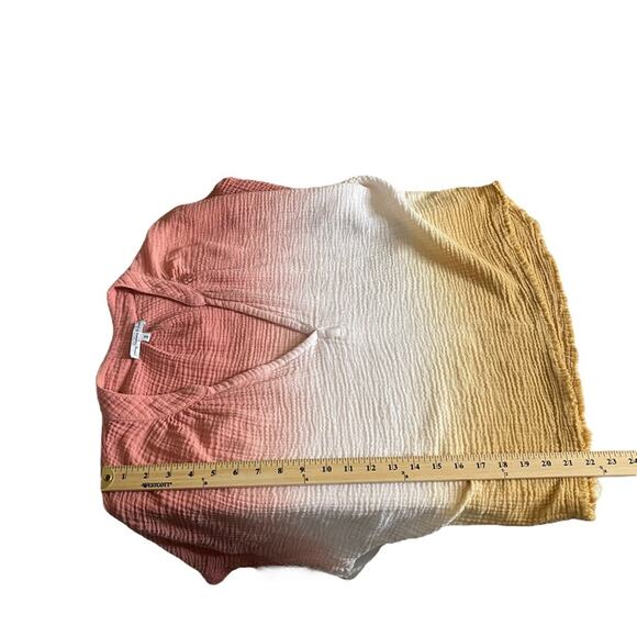 Young Fabulous‎ and Broke Gauze Cotton Dip Dye V-Neck Top Raw Hem Women's Small - Picture 4 of 8